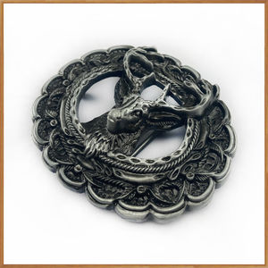 Vintage Western Gürtels chnalle oval geformte 3D geschnitzte Pflaumen blüte Hirschkopf Gürtels chnalle - Product Image 3