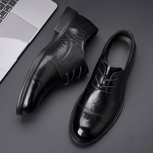 Nouvelles chaussures décontractées respirantes pour hommes, modèle printemps, chaussures habillées en cuir, chaussures en cuir véritable pour hommes style britannique - Product Image 1