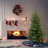 Sapin de Noël artificiel nordique réaliste en PE et PVC de haute qualité, pré-éclairé avec lumières LED et décorations, vente en gros