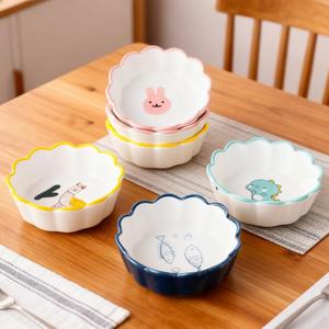Ceramic <b>Baking</b> Bowl Creative Cute Animal Bowl with Cute Animals Pattern Porcelain Salad Dessert Bowl - Product Image 1