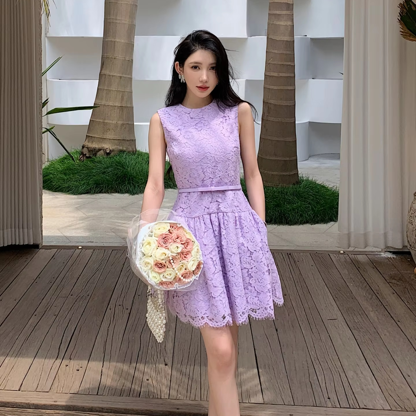 Mini Dress Casual Lilac Dress Aesthetic Violet Casual Dress Shop
