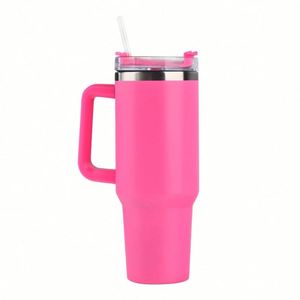 Gobelet de voyage personnalisé de 40 oz, en acier inoxydable à double paroi, isolé, avec revêtement thermolaqué, tasse à café de 40 oz pour voiture avec poignée et couvercle à paille - Product Image 2