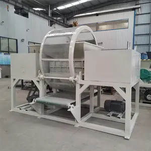 Shredder with rotating mesh screen shreds PET packing tape control the output size