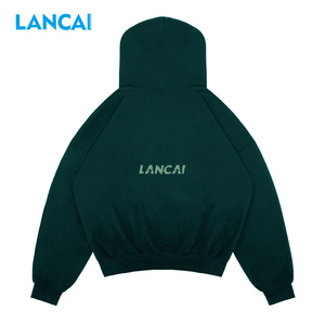 Sudadera con Capucha LANCAI para Hombre, Forro de Camuflaje, Estilo Oversize, Corte Recortado, Gruesa, Estilo Urbano, Informal, con Bolsillo Canguro - Product Image 2
