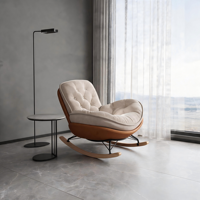 Fauteuil à bascule design nordique moderne, chaise longue confortable et écologique pour chambre, salon, villa, appartement, parc, maison