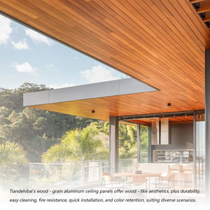 Gỗ màu hạt soffit Trần cho sử dụng ngoài trời với dải nhôm Clip chống thấm nước chống cháy dễ dàng để cài đặt - Product Image 5