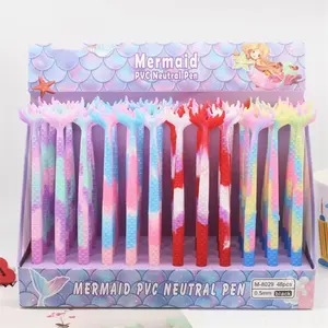 Indonesia new office school stationary items stationery set Wholesale fish tail shape Fast Drying Liquid gel pens black 0.5mm
