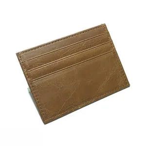 Wholesale luxury gift genuine leather slim card holder ladies card holder leather card holder wallet for men women