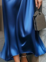 Robes de soirée maxi amples d'été, robes de bal asymétriques à fente, col en V, manches courtes, couleur unie, crêpe, pour les fêtes formelles