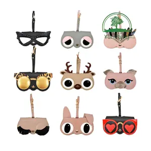 Yunsheng 2024 new design PU Leather Eyeglasses Cases Bag charm Keychain Glasses Case Portable Leather Soft Sunglasses Case