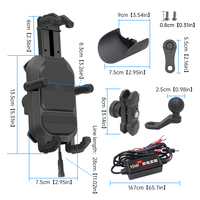 Support de téléphone pour moto avec charge sans fil 15W, antichoc, antivol, 360° °   Support de téléphone pour guidon avec chargeur pour téléphones de 4,7 à 7,2 pouces