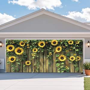 Bannière de porte de garage Tournesol – Motif floral vibrant, idéale pour clôture en bois, décoration extérieure de jardin, fêtes printemps-été, décoration intérieure - Product Image 2