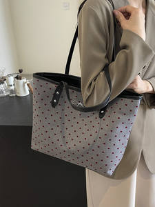 Sac à bandoulière grande capacité tendance à pois pour femme, nouveau style, sac fourre-tout élégant pour le quotidien - Product Image 5