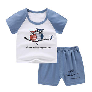 All'ingrosso buon prezzo estivo per bambini in puro cotone manica corta 2 pz set <span class=keywords><strong>di</strong></span> vestiti per bambini - Product Image 3