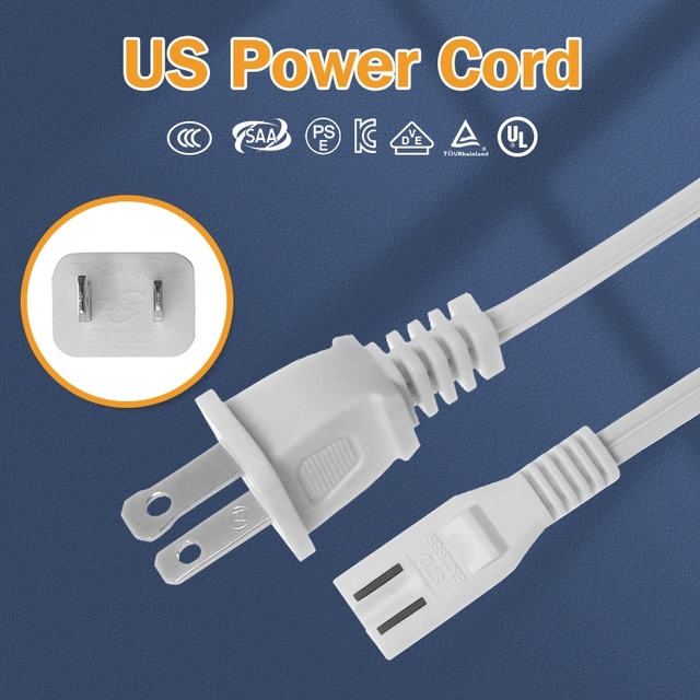 American Standard 2 Plug 18AWG AC Power Cord 2-Core Pure Copper C7 Cable IEC for American
