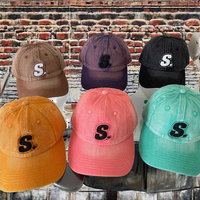 Casquette de baseball vintage en sergé délavé à 6 panneaux, broderie 3D, patch lettres, 100 % polyester, sangle réglable, unisexe, vente en gros