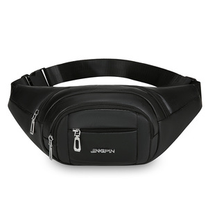 Men's Fashion <b>Chest</b> Bag Black PU Leather Water Proof Zipper Durable Wear Resistant Everyday Crossbody Bag Summer - Product Image 3