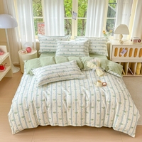 Parure de draps en fibre de polyester imprimée avec technique de tissage à points de surjet, faible MOQ, ensemble de literie avec drap plat