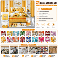 Ensemble de literie de luxe pour lit king size, 24 pièces, avec rideaux, ensemble complet pour chambre à coucher et salle de bain, pour la maison
