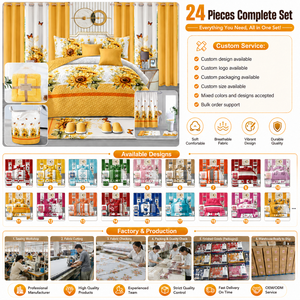 Ensemble de literie de luxe pour lit king size, 24 pièces, avec rideaux, ensemble complet pour chambre à coucher et salle de bain, pour la maison - Product Image 5