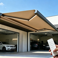 Auvent rétractable à cassette complète Guba motorisé avec télécommande, en alliage d'aluminium et acrylique, extensible jusqu'à 6 m, résistant au vent et anti-UV