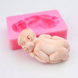 Outils de décoration de gâteaux, moule en silicone de grande taille pour bonbons, fondant, cuisson, argile, savon, résine, OEM/ODM, motif bébé endormi - Product Image 1