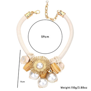 Kaimei 2025 joyería de moda elegante perla girasol colgante collar áspero cuerda collar hecho a mano perla gargantilla collares mujeres - Product Image 6