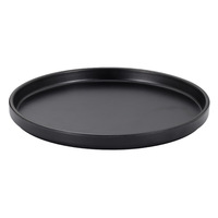 HIXIN TC0026 Assiette plate ronde noire en mélamine de qualité alimentaire, aspect céramique, pour barbecue, steak et plats occidentaux