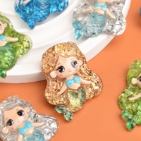 Figurines de sirène en résine miniature en gros, thème océan, décoration de bureau, ornement fantastique, cadeau de collection peint à la main
