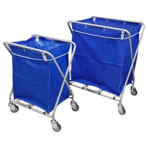 Cesto per biancheria pieghevole 135 L con telaio in acciaio blu e ruote per stoccaggio e trasporto - Product Image 1