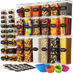 Boîte de rangement pour aliments secs Boîte de rangement domestique 42 Pcs Set sans Bpa Hermétique en plastique empilable Organisateur de cuisine Céréales