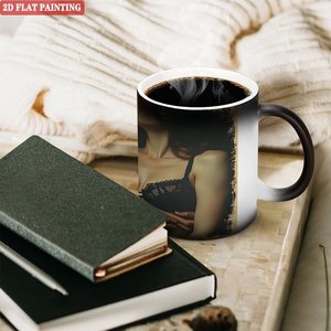 Reusable <b>Ceramic</b> <b>Mug</b> 11oz Heat Sensitive Color Changing Cup Frosted Black Environment Friendly - Product Image 3