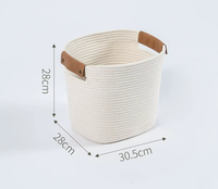 Panier de rangement en coton avec poignée en cuir pliable pour le salon et la chambre à coucher, cadeau de rangement pour la maison