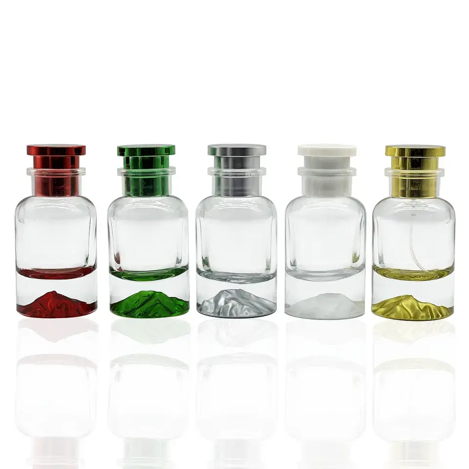 30ml 50ml 100ml Luxus runde leere Bergboden-Parfüm flasche benutzer definierte Sprühglas-Parfüm flaschen