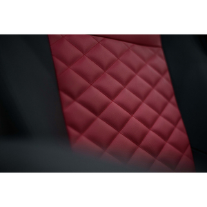 Asiento Doble Plegable VIP para Computadora, Tapizado en Cuero Negro y Rojo con Diseño de Diamantes, 18 Asientos, USB, Reclinable, para Transporte en Van o Autobús - Product Image 4