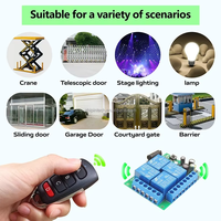 Control Remoto RF de 4 Botones y 4 Canales, 433MHz, Interruptor de Relé, AC 110V/220V 10A, Transmisor y Receptor Universal, Alcance de 50m, para Puerta de Garaje y LED