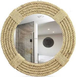 Rattan Rope <b>Mirror</b> Export Quality Rope Borden Wall <b>Mirror</b> for Bedroom Living Room and Bathroom Decoration From India Export - Product Image 1