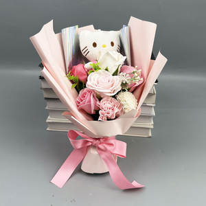 Hello Kitty Cat ช่อดอกไม้ประดิษฐ์พร้อมบรรจุภัณฑ์ใสสำหรับเทศกาลคริสต์มาสวันวาเล<span class=keywords><strong>น</strong></span>ไท<span class=keywords><strong>น</strong></span>์วันแม่วันขอบคุณพระเจ้า - Product Image 5