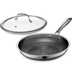 Juego de Utensilios de Cocina de Alta Calidad, Estilo Moderno, Tapas de Vidrio, Sartén de Acero Inoxidable Triple, Apto para Lavavajillas, Apto para Horno, Apto para Inducción - Product Image 1