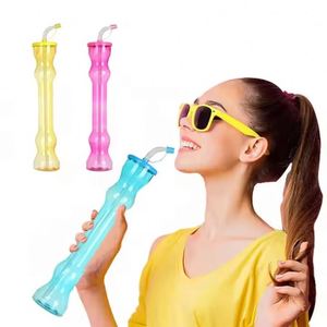 Wholesale Creative Long Neck Yard Custom Logo Plastic <b>Cup</b> Juice Milk Tea <b>Coffee</b> Cold Drink <b>Straw</b> Bottle - Product Image 1
