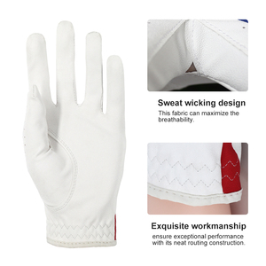 Gant de golf de sport en cuir Cabretta souple et respirant pour hommes, main gauche, drapeau américain personnalisé vente en gros - Product Image 5
