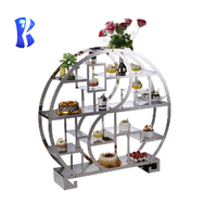 Meilleure vente d'usine grand support de buffet pour la décoration de fête de mariage restauration présentoir de nourriture multi-niveaux contremarches de dessert avec roue