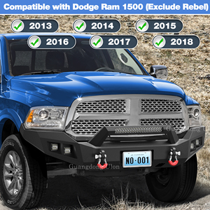 Pare-chocs avant compatible avec Ram 1500 2013-2018 (sauf Rebel), compatible avec Ram 1500 Classic 2019-2023 Pick-up avec plaque <span class=keywords><strong>de</strong></span> treuil - Product Image 2
