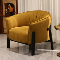 Fauteuil d'appoint en velours avec structure en bois massif, chaise longue rembourrée pour salon et hôtel