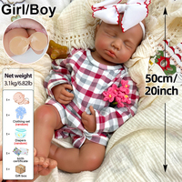 50cm Tam Vücut Silikon Reborn Bebek LouLou Yenidoğan Kız Ultra Gerçekçi Hisli Yeniden Doğan Bebek Uyuyan Reborn Bebek Kiti