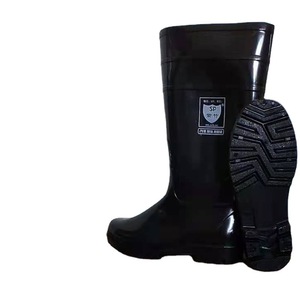 Botas de lluvia Zixi de punta redonda, impermeables, antideslizantes, de plástico SGS, con forro de piel sintética, moldeadas por inyección, negras, de caña alta para hombre. - Product Image 5