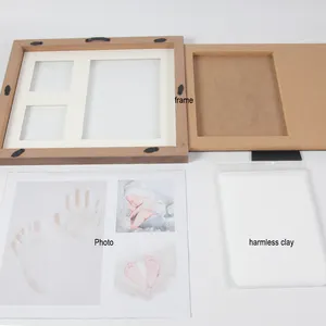 Kit de impressão de pata de animal de estimação, argila memorial, lembrança de madeira, foto, moldura para cão ou gato