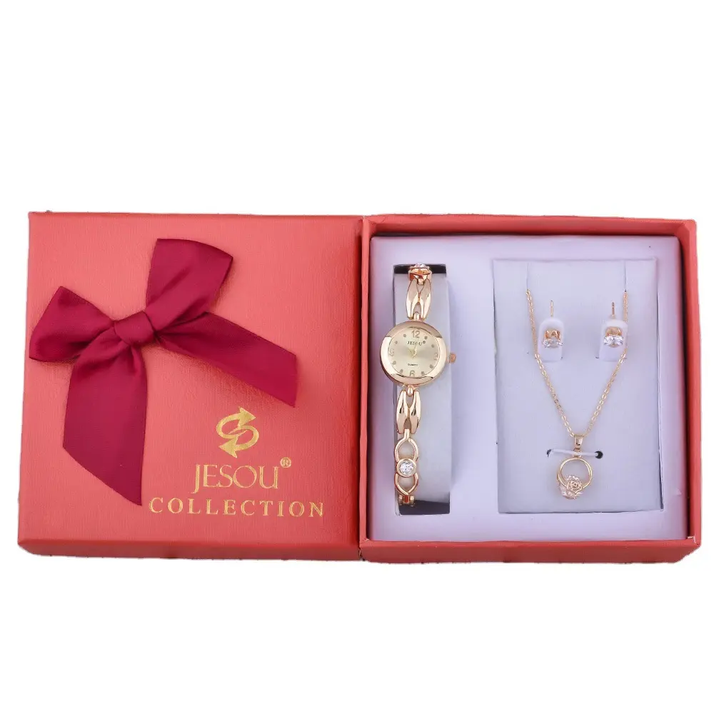 Luxury Women Gift Set Watch Necklace Gold Rose Gold Valentine's Day Lady Fashion Promotional Gift