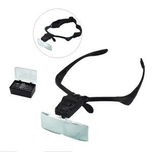 High Quality 5 Lens Eyeglasses Head Magnifier Magnifying Glass Loupe Jewellery Watch Repair Tool + 2 LED Hot