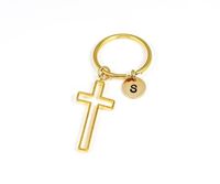 Porte-clés religieux personnalisé en émail avec finition plaquée or, fait main, léger, en métal